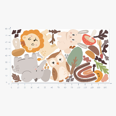 Wall sticker 80x146 Charming animal pattern in boho style