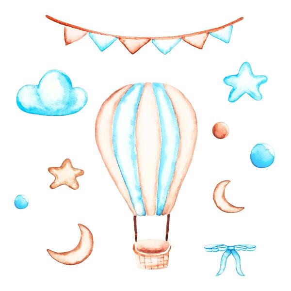 Wall sticker 80x119 Pastel boho accents in a watercolor version