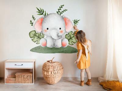 Wall sticker 80x84 Elephant in a pastel watercolor jungle