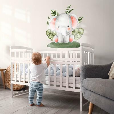 Wall sticker 80x84 Elephant in a pastel watercolor jungle