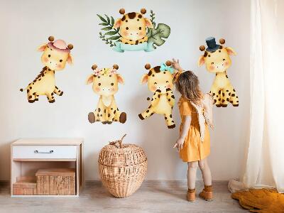 Wall sticker 80x135 Pastel giraffes in a watercolor safari style