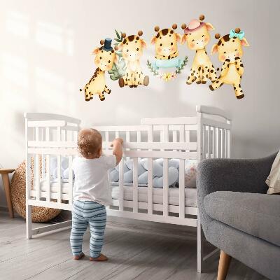 Wall sticker 80x135 Pastel giraffes in a watercolor safari style