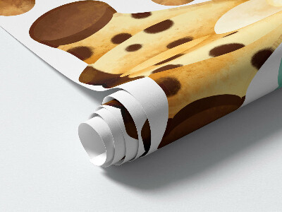 Wall sticker 80x135 Pastel giraffes in a watercolor safari style