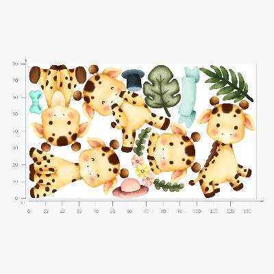 Wall sticker 80x135 Pastel giraffes in a watercolor safari style