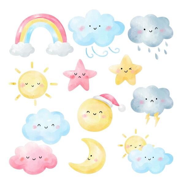 Wall sticker 80x119 Nature pastel sky motifs in watercolor style