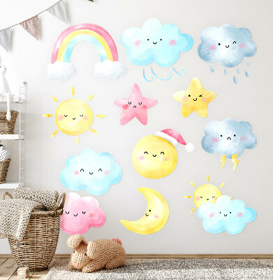 Wall sticker 80x119 Nature pastel sky motifs in watercolor style