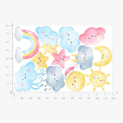 Wall sticker 80x119 Nature pastel sky motifs in watercolor style