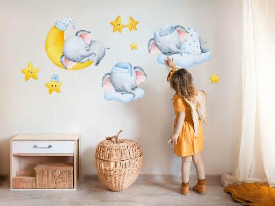 Wall sticker 80x109 Elephants and clouds in a pastel paradise