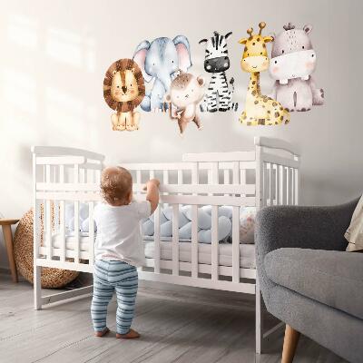 Wall sticker 80x132 Safari animals in a cute pastel aesthetic