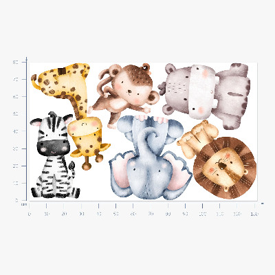 Wall sticker 80x132 Safari animals in a cute pastel aesthetic
