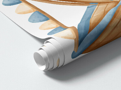 Wall sticker 80x106 Sea creatures and a boat in pastel watercolor