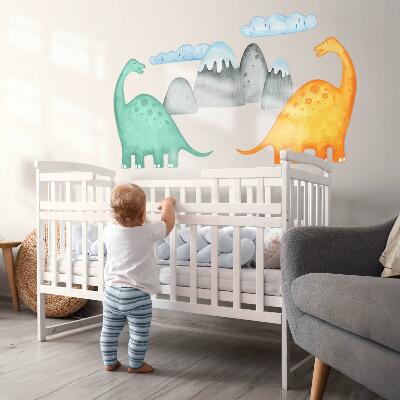 Wall sticker 80x143 Dinosaurs in pastel watercolor landscapes