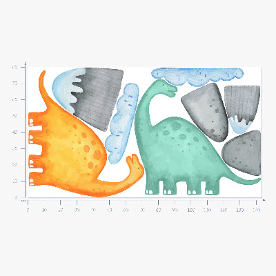 Wall sticker 80x143 Dinosaurs in pastel watercolor landscapes