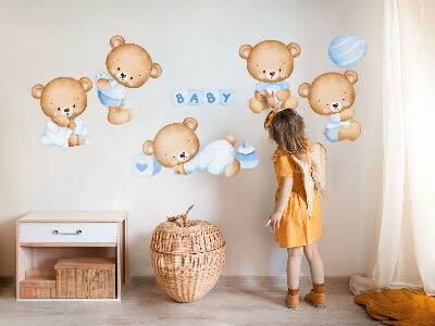 Wall sticker 80x137 Pastel teddy bears in a watercolor version