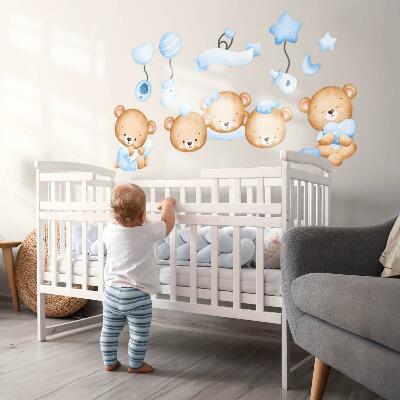 Wall sticker 80x111 Pastel watercolor teddy bears in a charming style
