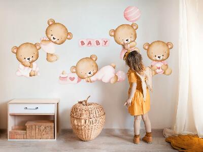 Wall sticker 80x140 Pastel watercolor teddy bears in a charming version