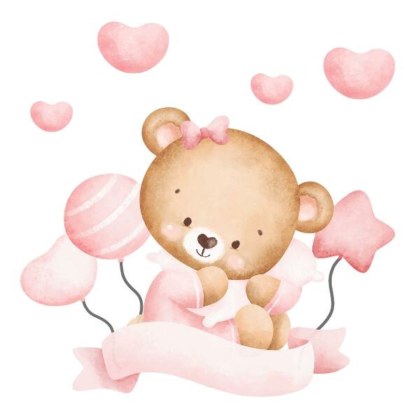 Wall sticker 80x119 A cute teddy bear in a delicate watercolor style