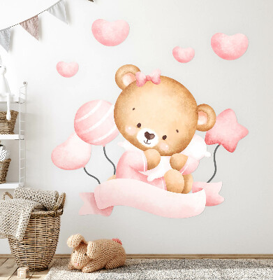 Wall sticker 80x119 A cute teddy bear in a delicate watercolor style