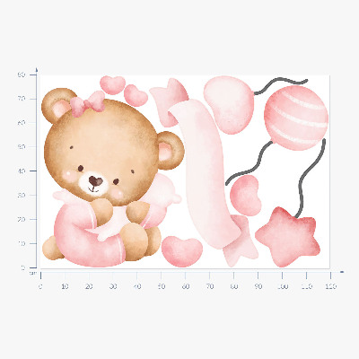 Wall sticker 80x119 A cute teddy bear in a delicate watercolor style
