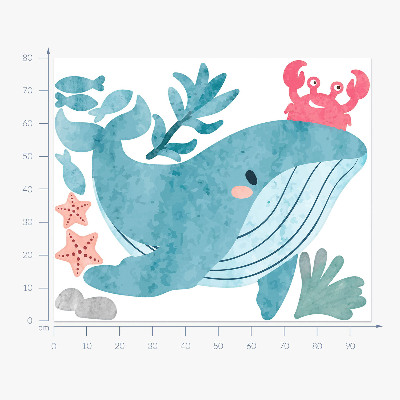 Wall sticker 80x97 An underwater land of watercolor creatures