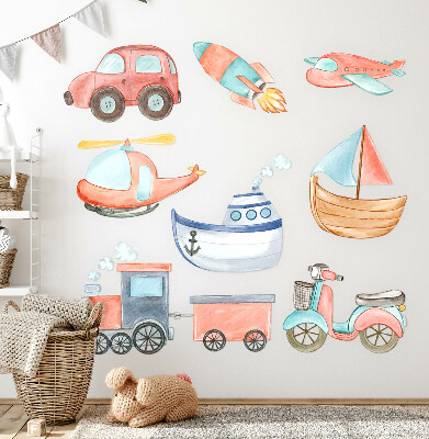 Wall sticker 80x126 Transport watercolors in pastel shades