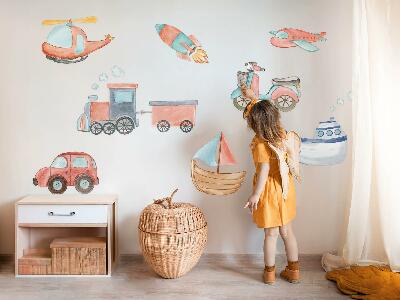Wall sticker 80x126 Transport watercolors in pastel shades
