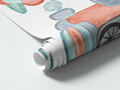 Wall sticker 80x126 Transport watercolors in pastel shades