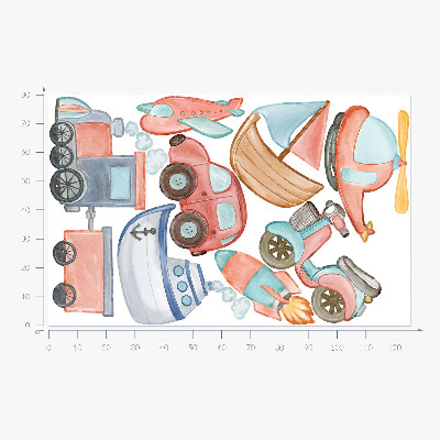 Wall sticker 80x126 Transport watercolors in pastel shades