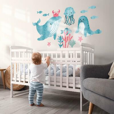 Wall sticker 80x146 A sea paradise in a watercolor style