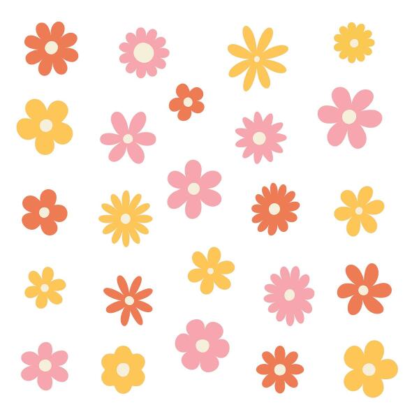 Wall sticker 80x112 Pastel floral accents in a cheerful version