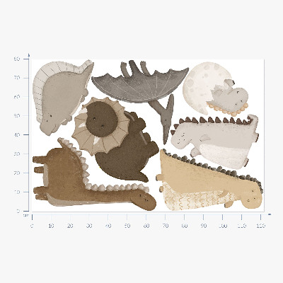 Wall sticker 80x122 Pastel cute dinosaurs in boho style