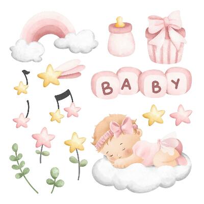Wall sticker 80x114 Pastel watercolor decorations for a little princess