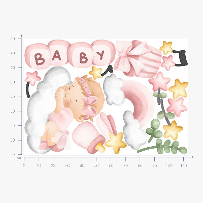 Wall sticker 80x114 Pastel watercolor decorations for a little princess