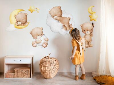 Wall sticker 80x126 Adorable teddy bears in the clouds and stars
