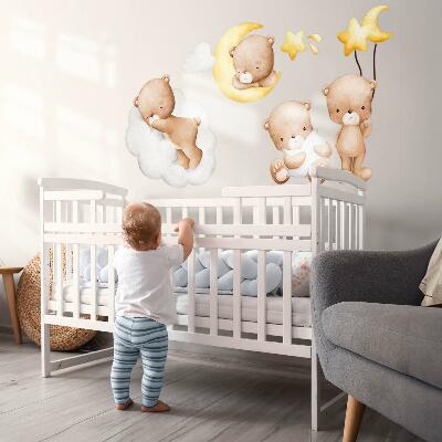 Wall sticker 80x126 Adorable teddy bears in the clouds and stars