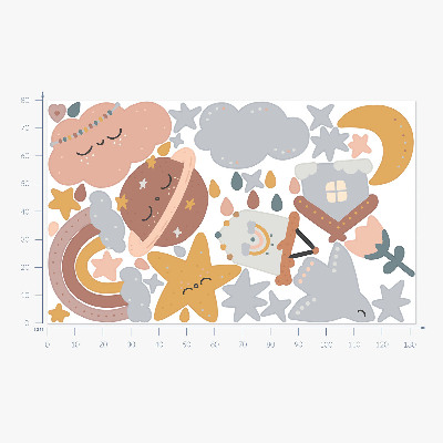Wall sticker 80x132 Boho in pastel shades of sky and space