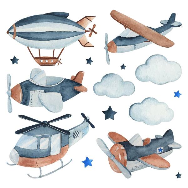 Wall sticker 80x114 Pastel air means of transport watercolor