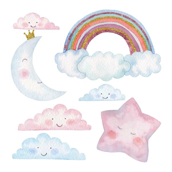 Wall sticker 80x110 Pastel magical sky in watercolor style