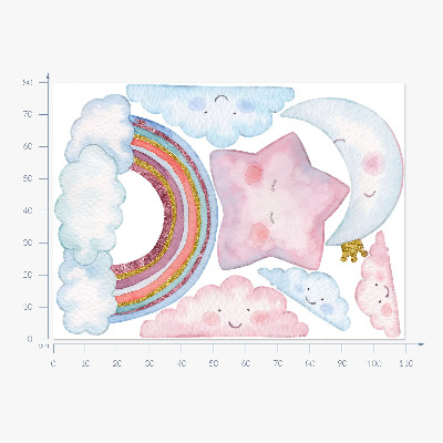 Wall sticker 80x110 Pastel magical sky in watercolor style