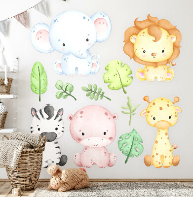 Wall sticker 80x92 Safari in pastel shades with charming animals