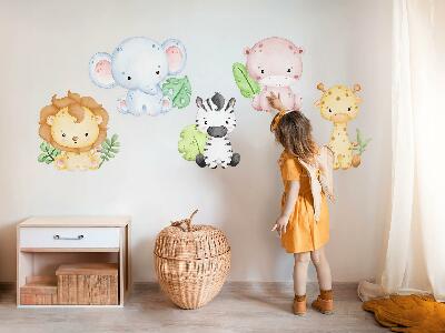 Wall sticker 80x92 Safari in pastel shades with charming animals