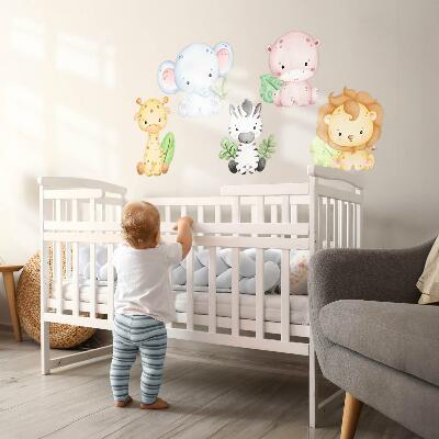 Wall sticker 80x92 Safari in pastel shades with charming animals