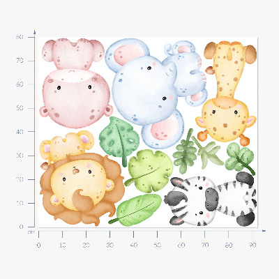 Wall sticker 80x92 Safari in pastel shades with charming animals
