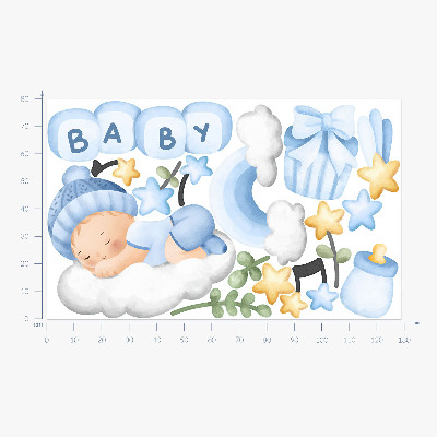Wall sticker 80x129 Pastel watercolor decorations for a boy