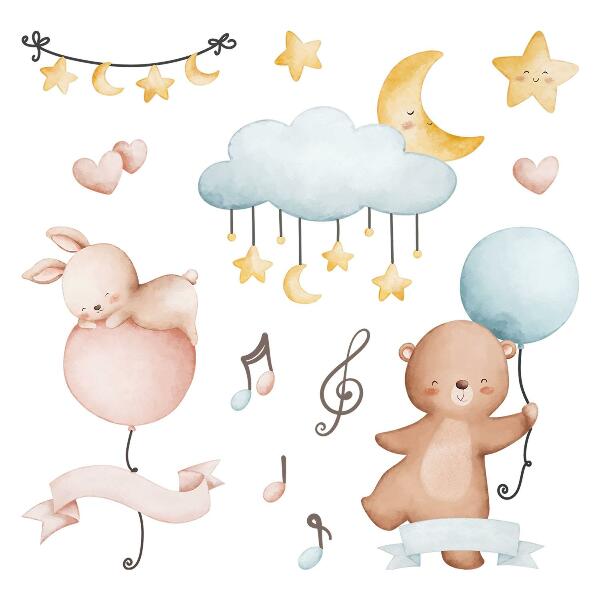 Wall sticker 80x119 Balloon animals in a pastel sky