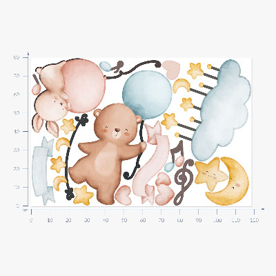 Wall sticker 80x119 Balloon animals in a pastel sky