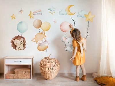 Wall sticker 80x138 Adorable boho animals with pastel balloons