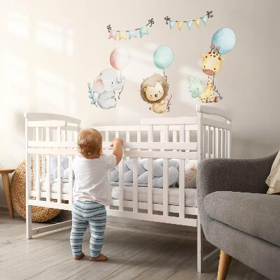 Wall sticker 80x122 Pastel cute animals with boho balloons