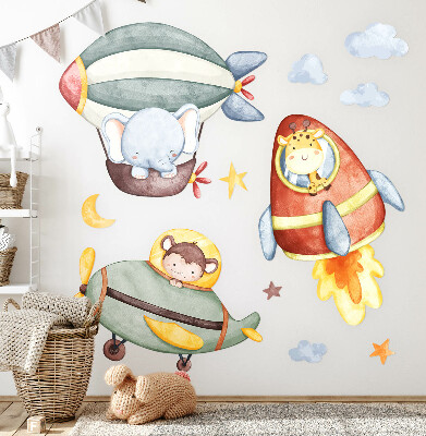 Wall sticker 80x121 Animal flights in a watercolor style