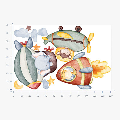 Wall sticker 80x121 Animal flights in a watercolor style